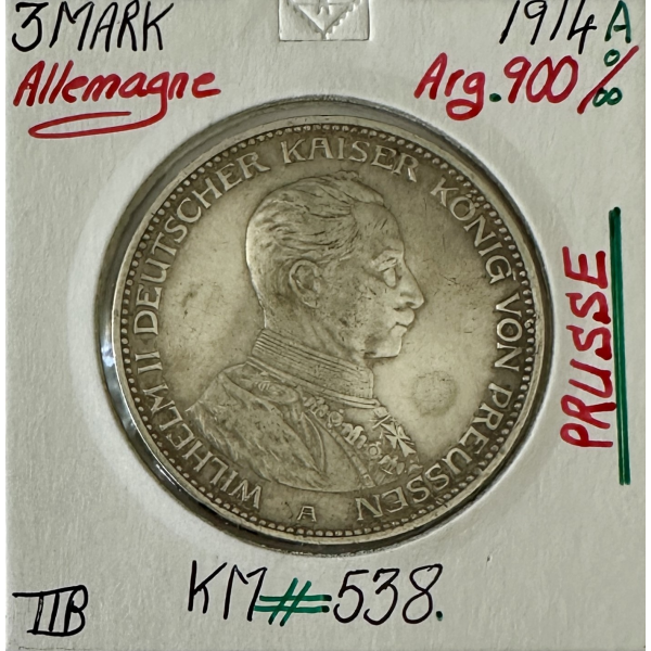 ALLEMAGNE PRUSSE - 3 MARK 1914A -...