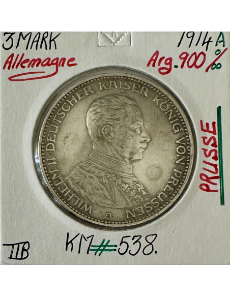 ALLEMAGNE PRUSSE - 3 MARK 1914A - Monnaie en Argent // Qualité : TTB