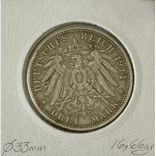 ALLEMAGNE PRUSSE - 3 MARK 1914A - Monnaie en Argent //... 2