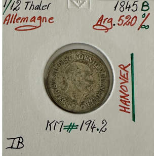 ALLEMAGNE - 1/12 THALER 1845 B - Pièce de Monnaie en...