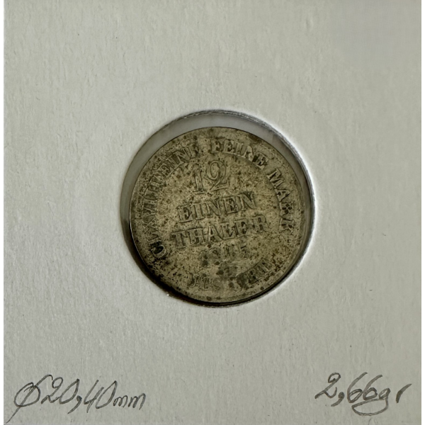 ALLEMAGNE - 1/12 THALER 1845 B -...