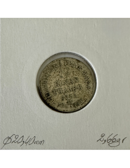 ALLEMAGNE - 1/12 THALER 1845 B - Pièce de Monnaie en Argent // Qualité : TB
