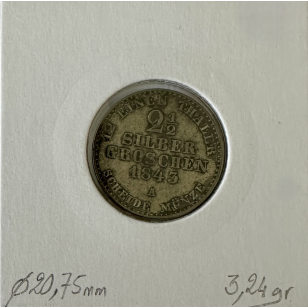 ALLEMAGNE PRUSSE (2 - 1/2 SILBER GROSCHEN) 1843 A -... 2