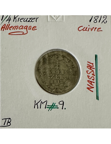 ALLEMAGNE - 1/4 Kreuzer 1812 - Pièce de Monnaie en Cuivre // Qualité : TB