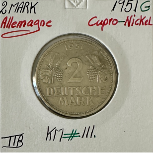 ALLEMAGNE - 2 MARK 1951 G - Pièce de Monnaie en...
