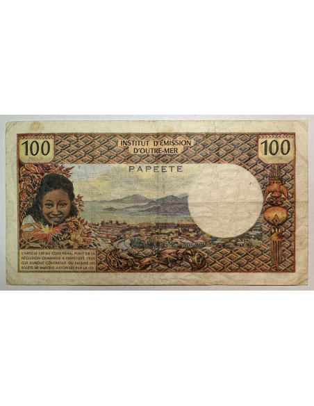 INSTITUT D'EMISSION D'OUTRE-MER - 100 FRANCS PAPEETE // Billet Non Daté H1