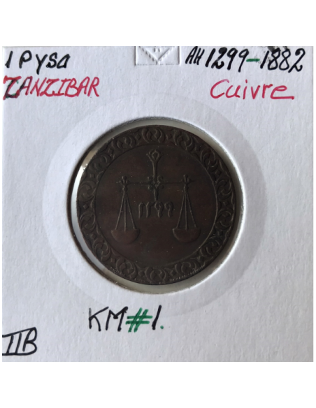 ZANZIBAR - 1 PYSA 1882 (AH 1299) - Pièce de Monnaie en Cuivre // TTB
