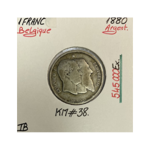 BELGIQUE - 1 FRANC 1880 - Pièce de Monnaie en Argent //...