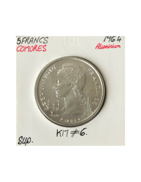 COMORES - 5 FRANCS (1964) Pièce de Monnaie en Aluminium // Qualité : SUP
