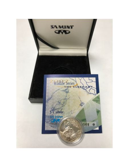 AFRIQUE DU SUD - 5 CENT - Pièce Commémorative en Argent (2002) ELEPHANT