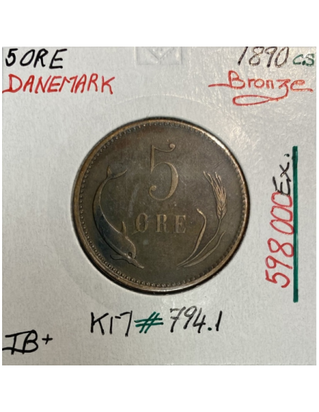DANEMARK - 5 ORE 1890 CS - Pièce de Monnaie en Bronze // Qualité : TB