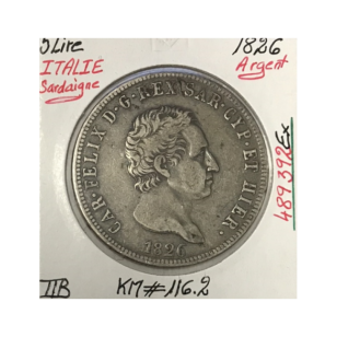 ITALIE - 5 LIRE 1826 - SARDAIGNE - Pièce de Monnaie en...