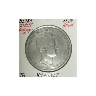 ITALIE - 5 LIRE 1837 - SARDAIGNE - Pièce de Monnaie en...