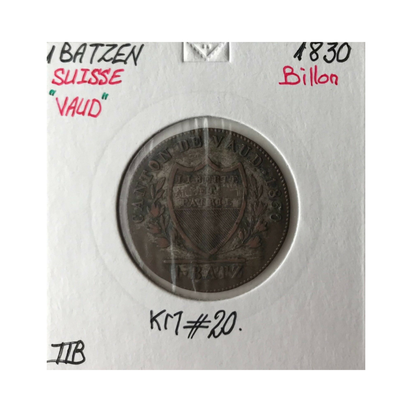 SUISSE VAUD - 1 BATZEN 1830 - Pièce...