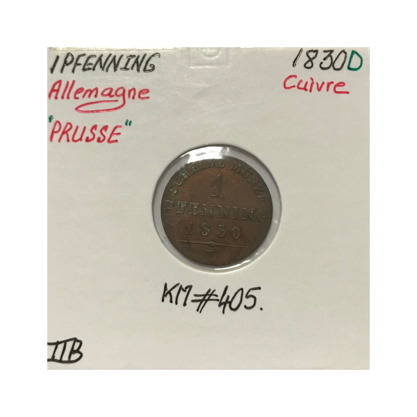 ALLEMAGNE PRUSSE - 1 PFENNING 1830 D...