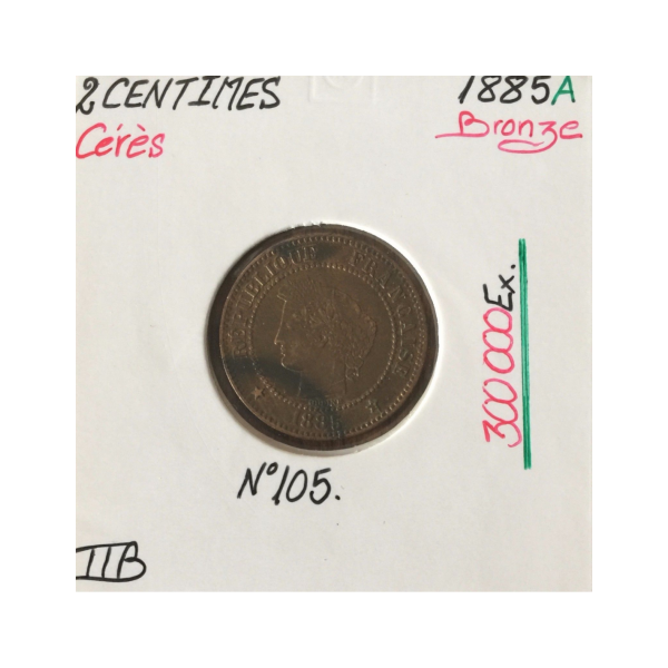2 CENTIMES CERES - 1855A - Pièce de...