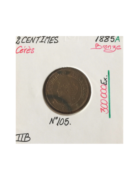 2 CENTIMES CERES - 1855A - Pièce de monnaie en Bronze // TTB