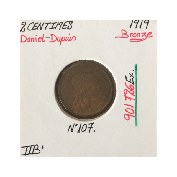 2 CENTIMES DANIEL-DUPUIS - 1919 -...