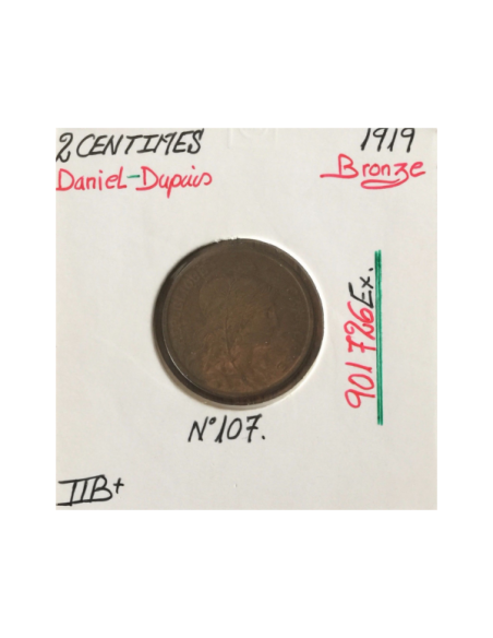 2 CENTIMES DANIEL-DUPUIS - 1919 - Pièce de monnaie en Bronze // TTB+
