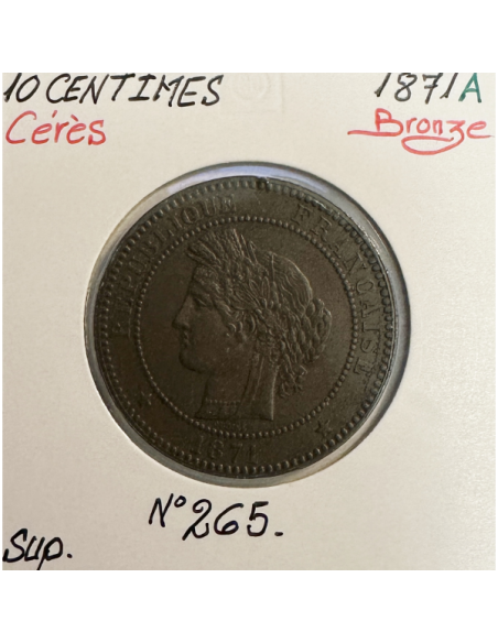 10 CENTIMES CERES - 1871 A - Pièce de Monnaie en Bronze // Qualité : TTB