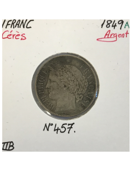 1 FRANC CERES - 1849A - Pièce de monnaie en Argent // TTB
