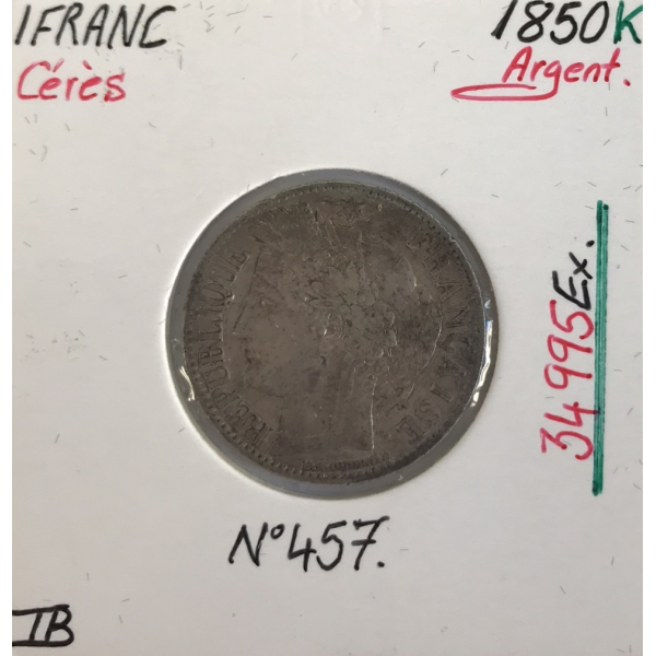 1 FRANC CERES - 1850K - Pièce de...