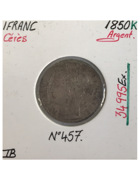 1 FRANC CERES - 1850K - Pièce de monnaie en Argent // TB
